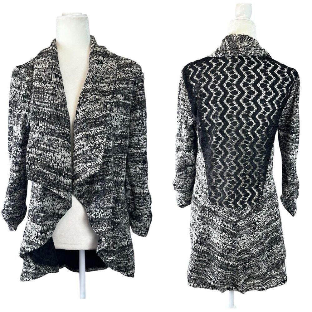 Alberto Makali Waterfall Open Front Roll Tab Sleeve Career Office Cardigan Sz L